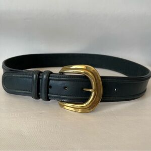 Vintage Brighton Blue Leather Belt Brass Buckle 1991